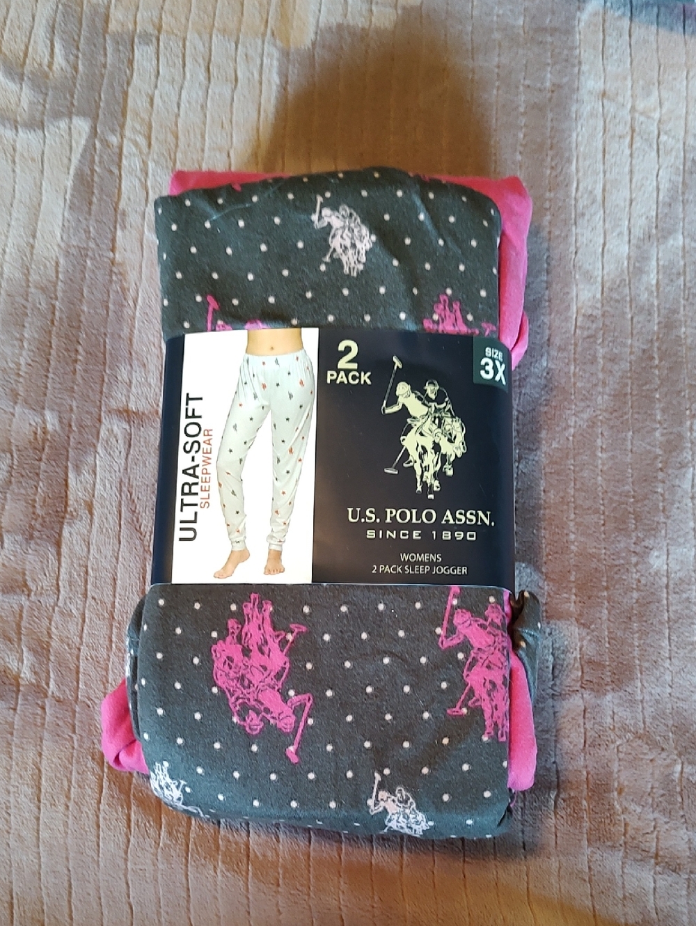 U.S. Polo Assn. Kids Pink & Gray Sleep Jogger 2-Pack - Polo Logo & Dot Print